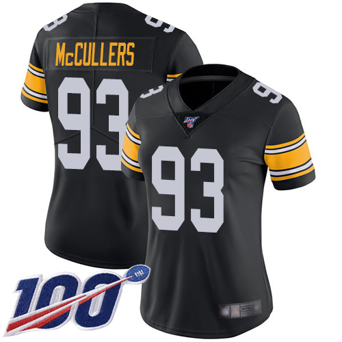 Women Pittsburgh Steelers Football #93 Limited Black Dan McCullers Alternate 100th Season Vapor Untouchable Nike NFL Jersey